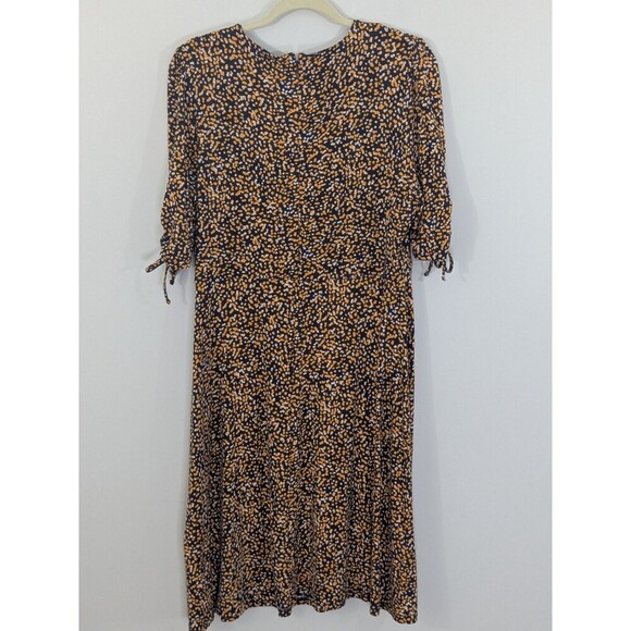 Hobbs Long Midi Samantha Dress Half Sleeve Full Pattern UK14 US M Orange Navy - Picture 13 of 13